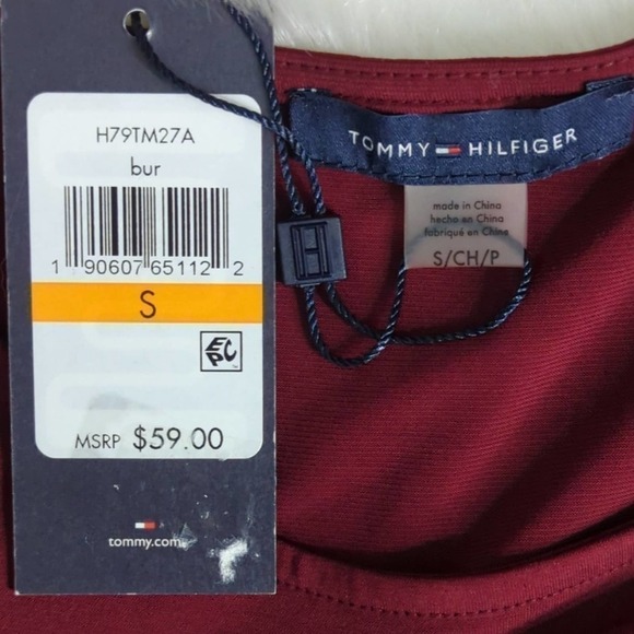 Tommy‎ Hilfiger Womens Top Cold-Shoulder Long Sleeve Round Neck Stretch Red S - Picture 8 of 8